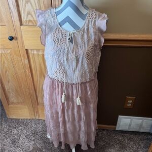 Mystree Blush and Cream Tassel Dress